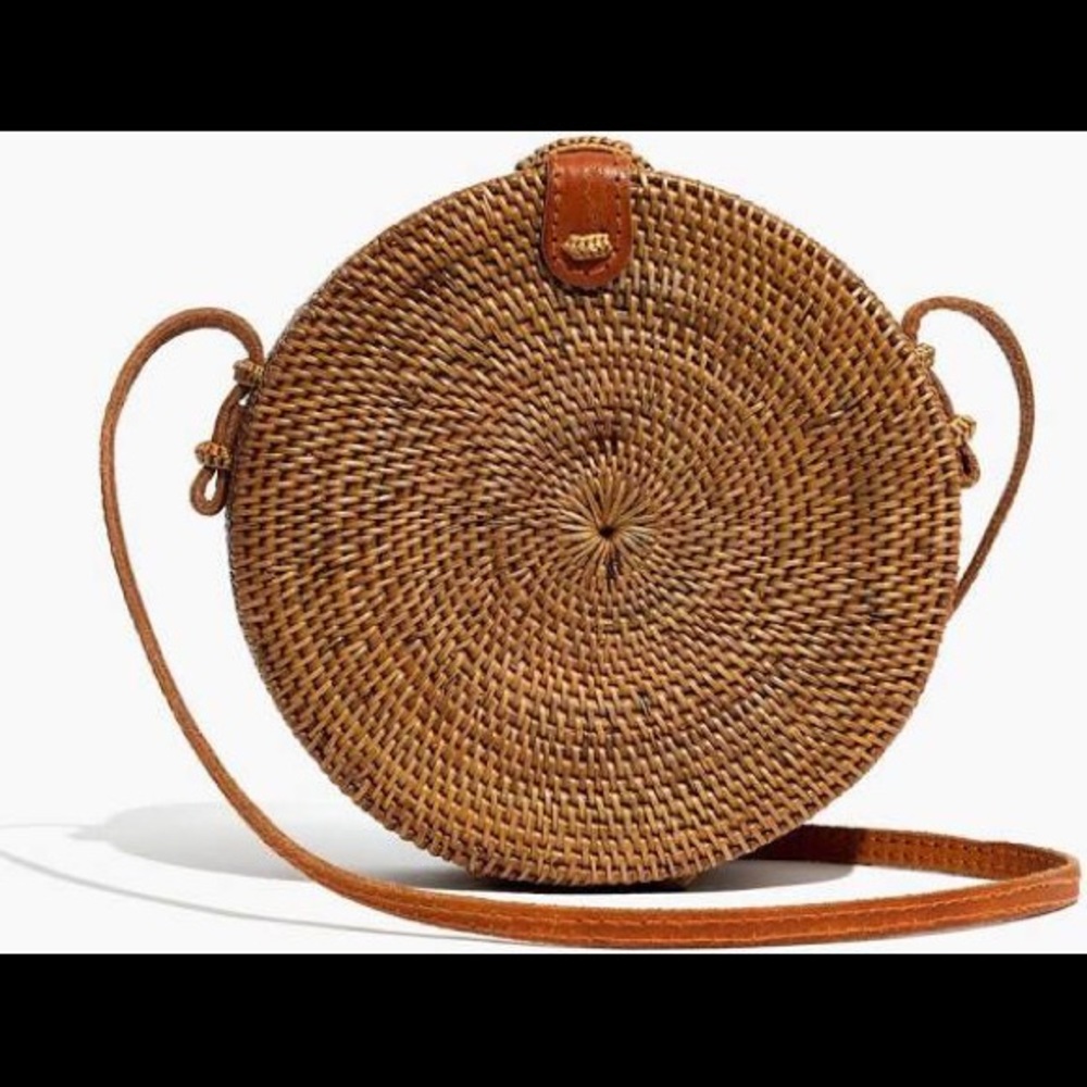 Round Rattan Crossbody Bag